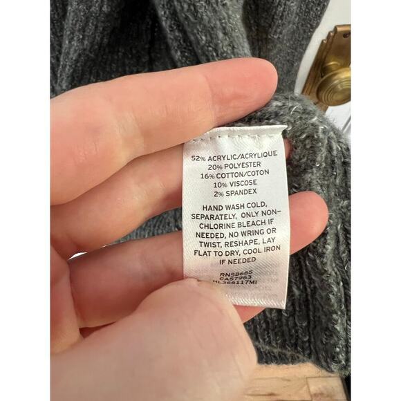 NEW Hinge Women's S Knit Blend Cardigan Gray Ruffle Long Line Sweater Casual - Picture 9 of 15